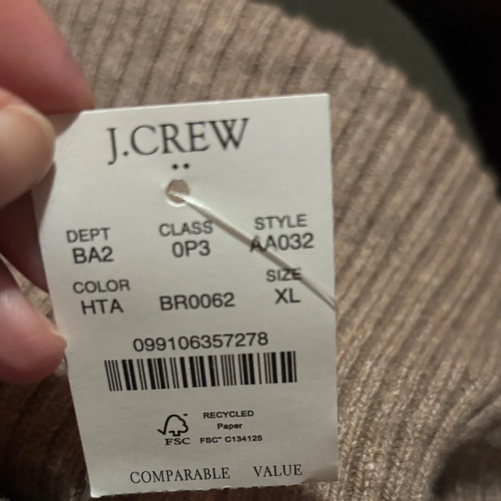 J. Crew Men's Oatmeal Shawl Collar Button Up Sweater XL New w/ Tags